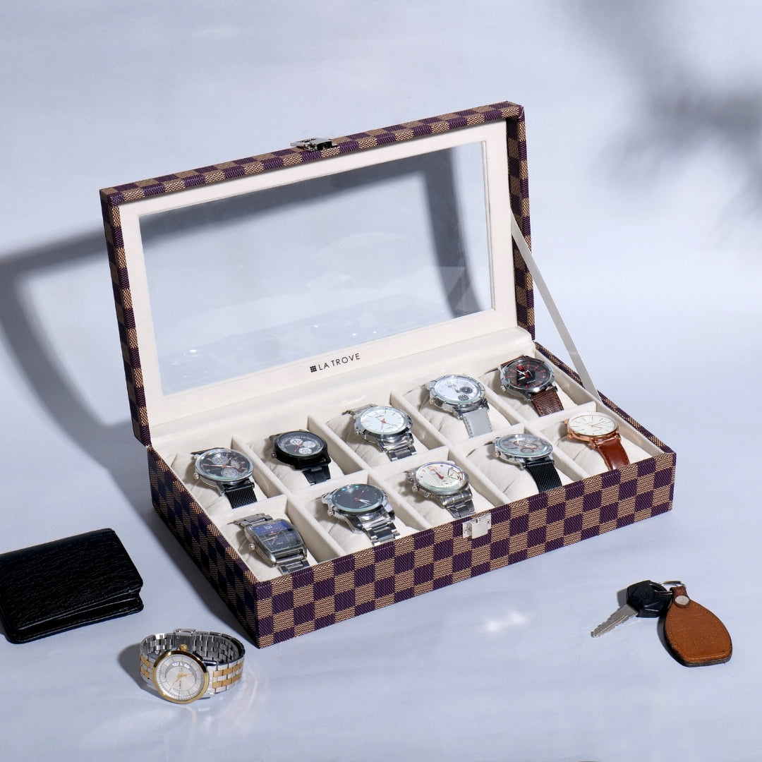 10 Slot Watch Box (With Glass Top)